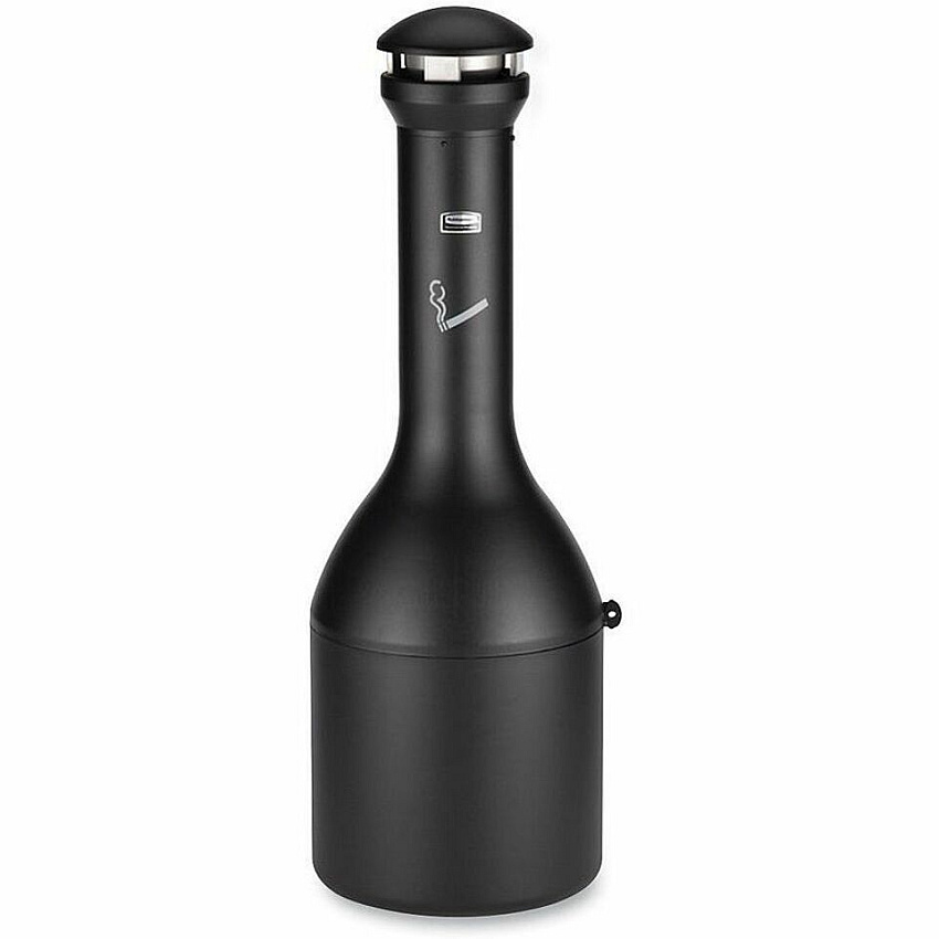 Rubbermaid Commercial Traditional Smoking Receptacle 4.10 gal Capacity - 39" Height x 13" Width - Metal - Black - 1 Each (9W3300BK)
