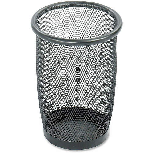 Safco Round Mesh Wastebaskets 3 quart Capacity - Round - 7.50" Opening Diameter - 9" Height - Steel - Black - 1 Each (9716BL)