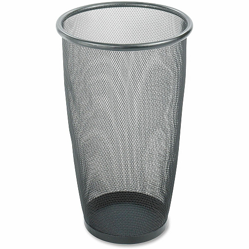 Safco Round Mesh Wastebaskets 9 gal Capacity - Round - 13.50" Opening Diameter - 19.5" Height - Steel - Black - 1 Each (9718BL)
