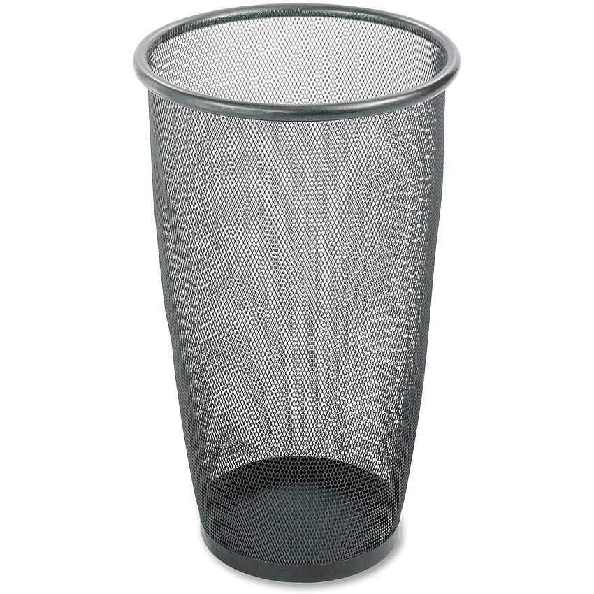 Safco Round Mesh Wastebaskets 9 gal Capacity - Round - 13.50" Opening Diameter - 19.5" Height - Steel - Black - 1 Each (9718BL)
