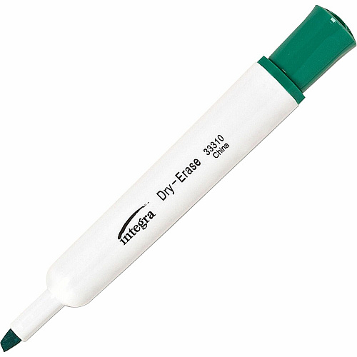 Integra Chisel Point Dry-erase Markers Chisel Marker Point - Green Ink - 1 Dozen (33310)