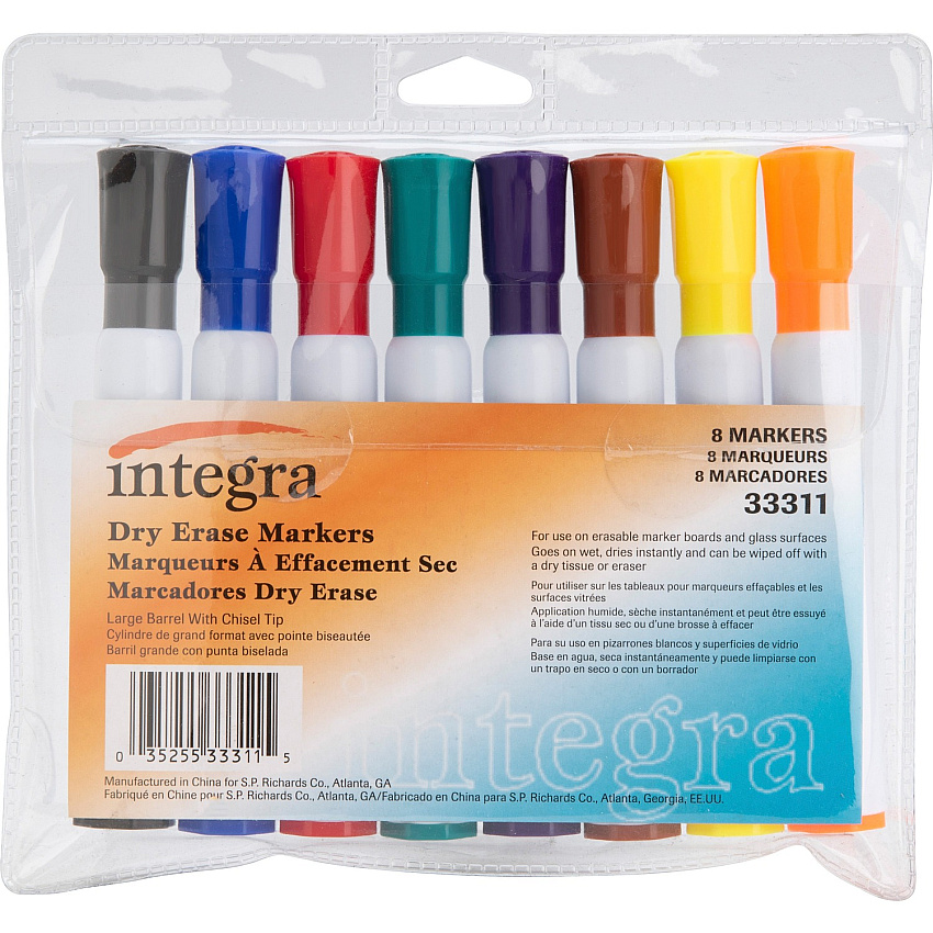 Integra Chisel Point Dry-erase Markers Chisel Marker Point - Assorted Ink - 8 / Set (33311)