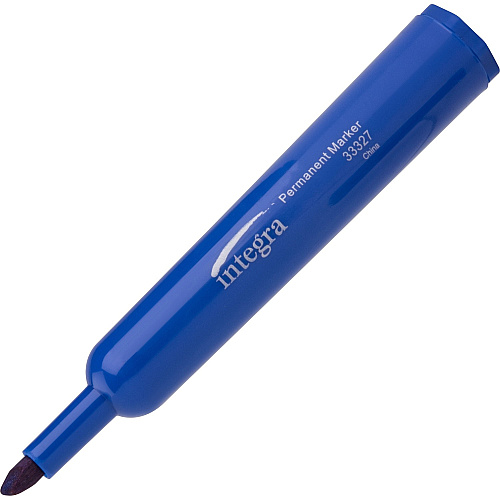 Integra Permanent Chisel Markers Chisel Marker Point - Blue Ink - 1 Dozen (33327)