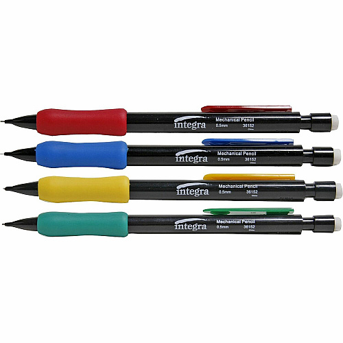 Integra Grip Mechanical Pencils 0.5 mm Lead - Refillable - Assorted Barrel - 1 Dozen (36152)