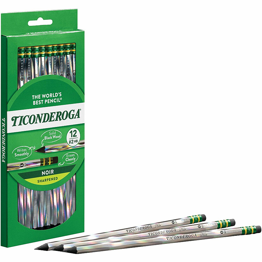 Ticonderoga Noir Pre-Sharpened No. 2 Pencils Black Lead - #2 - 1 Dozen (13970)
