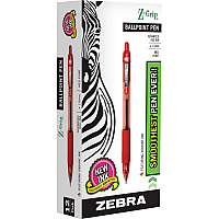 Zebra Z-Grip Retractable Ballpoint Pens 1 mm Medium Pen Point - Retractable - Red Ink - Clear, Red Barrel - 1 Each (22230)