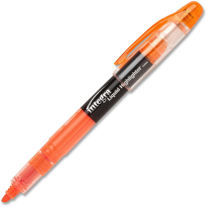Integra Liquid Highlighters Chisel Marker Point - Fluorescent Orange Ink - 1 Dozen (33313)