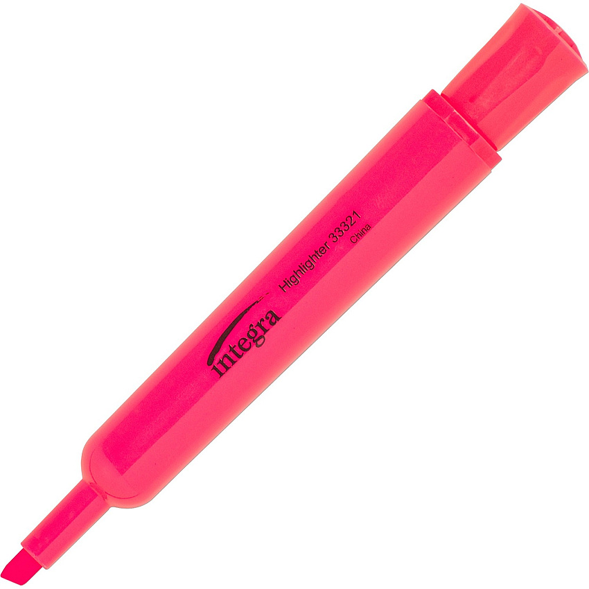Integra Chisel Desk Liquid Highlighters Chisel Marker Point - Fluorescent Pink Ink - 1 Dozen (33321)