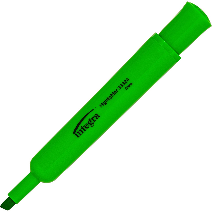 Integra Chisel Desk Liquid Highlighters Chisel Marker Point - Green Ink - 1 Dozen (33324)