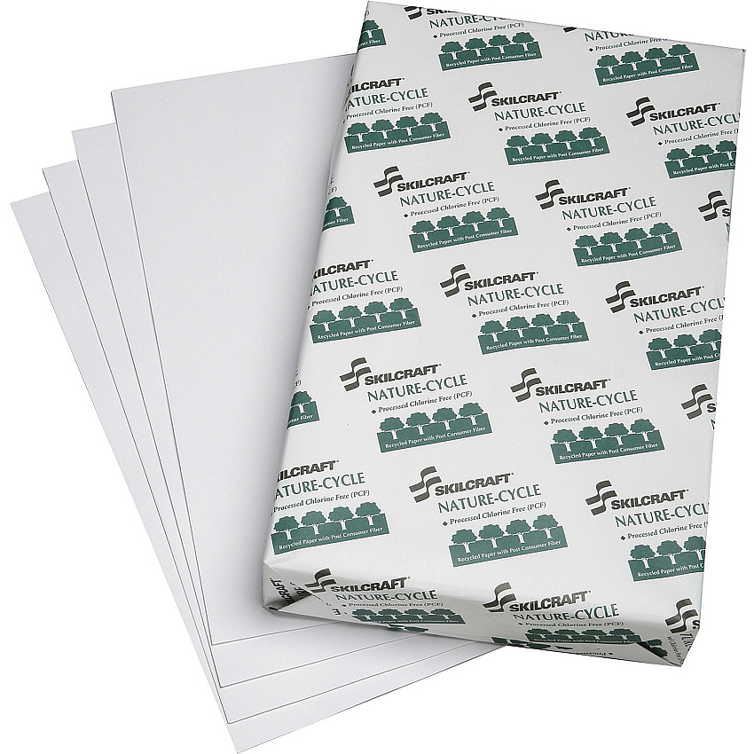 AbilityOne 7530015399835 SKILCRAFT Nature-Cycle Copy Paper, 92 Bright, 20lb, 8.5 x 14, White, 500 Sheets/Ream, 10 Reams/Carton
