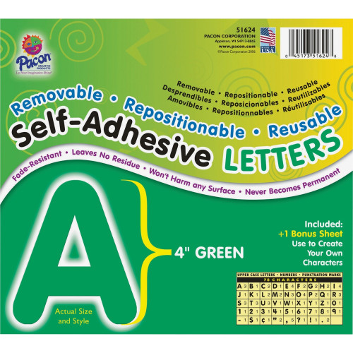 Dixon Ticonderoga Pacon Reusable Self-Adhesive Letters (51624)