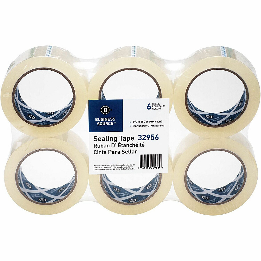 Business Source Heavy-duty Packaging Tape 54.67 yd Length x 1.88" Width - 3" Core - Clear - Pressure-sensitive Poly - 3.54 mil - Rubber Backing - Tear Resistant, Split Resistant, Breakage Resistance - For Packing, Sealing - 6 / Pack (BSN32956)