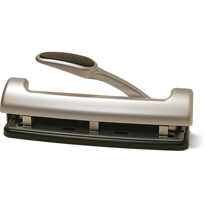 Officemate EZ Lever Adjustable 2-3 Hole Punch 3 Punch Head(s) - 15 Sheet of 20lb Paper - 9/32" Punch Size - Silver (90050)