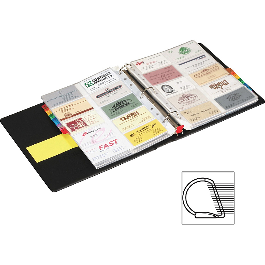 Cardinal EasyOpen Card File Binder 400 Capacity - 8.50" Width x 11" Length - 3-ring Binding - Refillable - Black Vinyl Cover (65320)