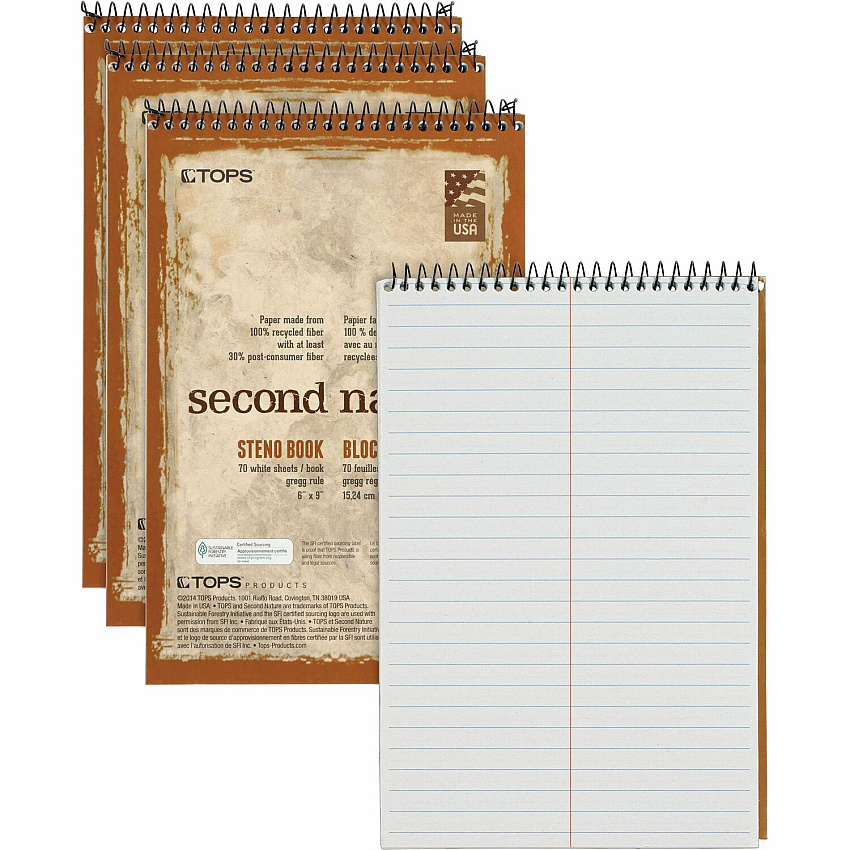 TOPS Second Nature Spiral Steno Notebook (74690)