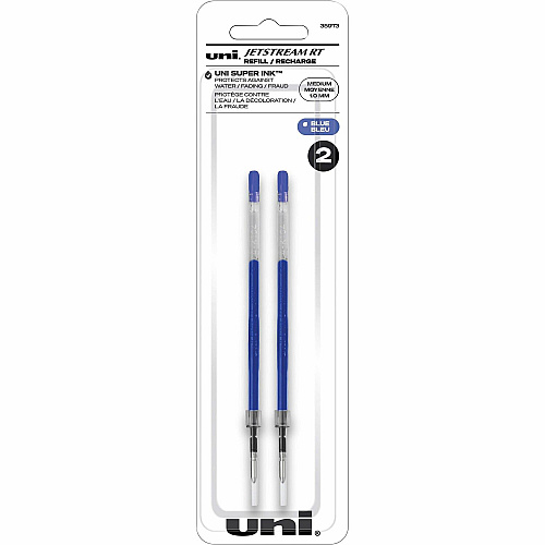 uni-ball uni&reg; Jetstream RT Ballpoint Pen Refills 1 mm , Medium Point - Blue Ink - Super Ink, Water Resistant Ink, Fade Resistant, Fraud Resistant - 2 / Pack (35973)