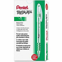 Pentel R.S.V.P. Ballpoint Stick Pens 1 mm Medium Pen Point - Refillable - Green Ink - Clear Barrel - Stainless Steel Tip - 1 Each (BK91D)