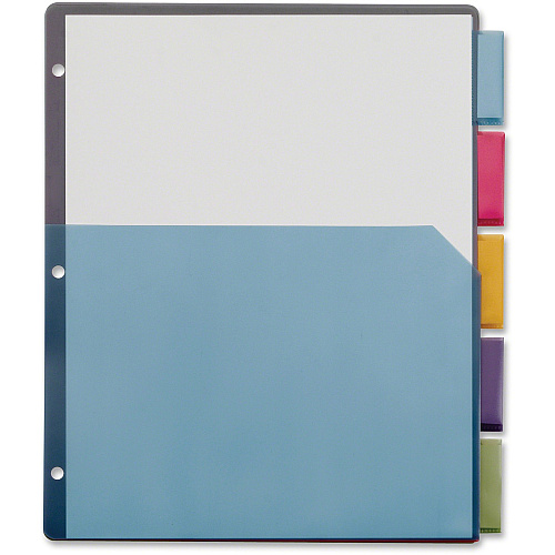 Cardinal Extra-tough Poly Dividers 20 Tab(s) - 5 Tab(s)/Set - 8.5" Divider Width x 11" Divider Length - Letter - 3 Hole Punched - Multicolor Poly Divider - Multicolor Poly Tab(s) - Non-stick, Archival-safe, Scratch Resistant - 4 / Pack (84016)