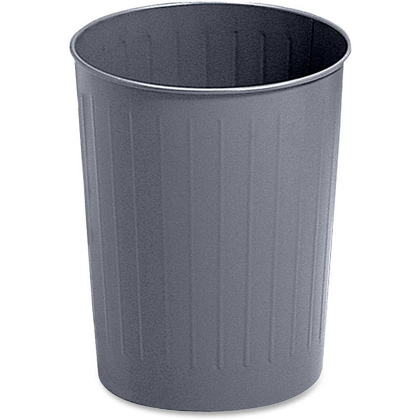 Safco Round Wastebasket, Steel, 23.5 qt, Charcoal 5.88 gal Capacity - Round - 14" Height x 13" Diameter - Steel - Charcoal - 1 Each (9604CH)