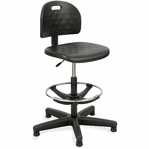 Safco Soft Tough Economy Workbench Drafting Chair Black Seat Color - Foam, Polyurethane Seat Material - Foam Back Material - 5-star Base - Black - 1 Each (6680)