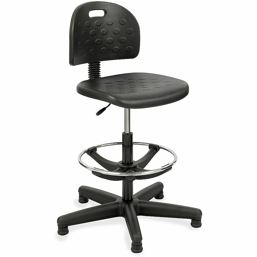 Safco Soft Tough Economy Workbench Drafting Chair Black Seat Color - Foam, Polyurethane Seat Material - Foam Back Material - 5-star Base - Black - 1 Each (6680)