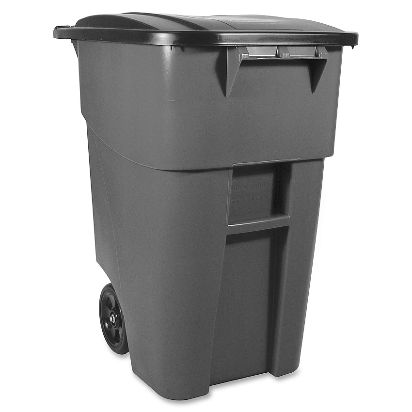 Rubbermaid Commercial Brute Rollout Container with Lid 50 gal Capacity - Square - 36.2" Height x 23.4" Width x 28.5" Depth - Gray - 1 Each (9W2700GRAY)
