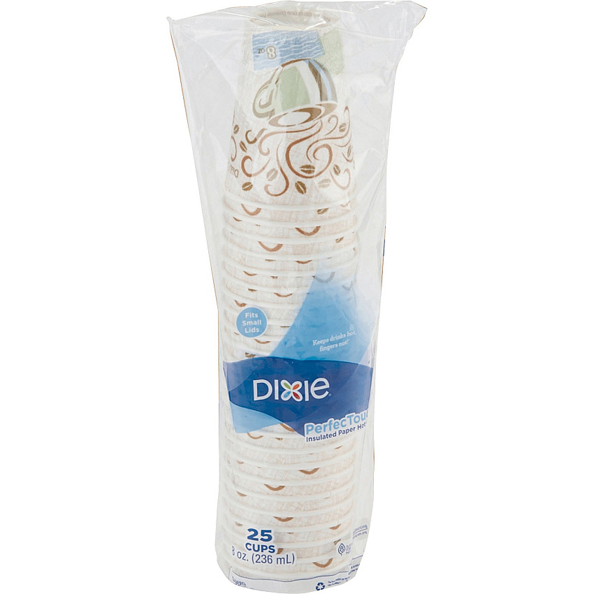 Dixie PerfecTouch 8 oz Insulated Paper Hot Coffee Cups by GP Pro (5338DX)