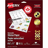 Avery&reg; Sticker Project Paper Letter - 8 1/2" x 11" - Matte - Printable, Repositionable, Acid-free, Lignin-free - Matte White - 1 Carton (03383)