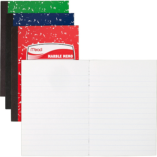Mead Square Deal Colored Memo Book 80 Sheets - Tape Bound - 3 1/2" x 4 1/2" Sheet Size - Assorted Marble Cover - 1 Each (45417)