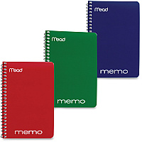 Mead Wirebound Memo Notebook 40 Sheets - Wire Bound - 4" x 6" Sheet Size - Assorted Paper - Tan Board Cover - 1 Each (45644)