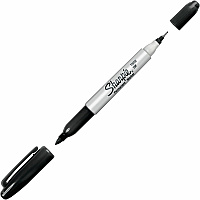 Sharpie Twin Tip Permanent Markers Extra Fine, Fine Marker Point - Black Ink - Alcohol Based - 1 Each (32201)