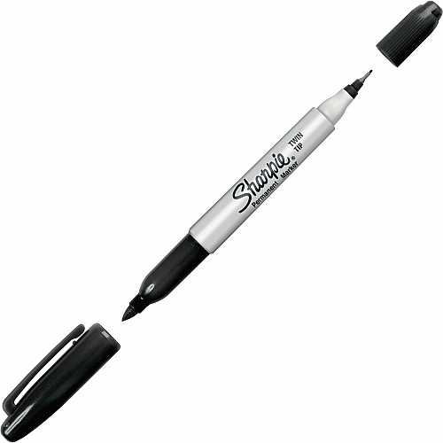 Sharpie Twin Tip Permanent Markers Extra Fine, Fine Marker Point - Black Ink - Alcohol Based - 1 Each (32201)