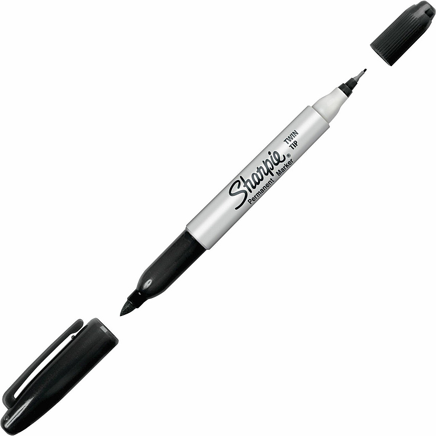 Sharpie Twin Tip Permanent Markers Extra Fine, Fine Marker Point - Black Ink - Alcohol Based - 1 Each (32201)