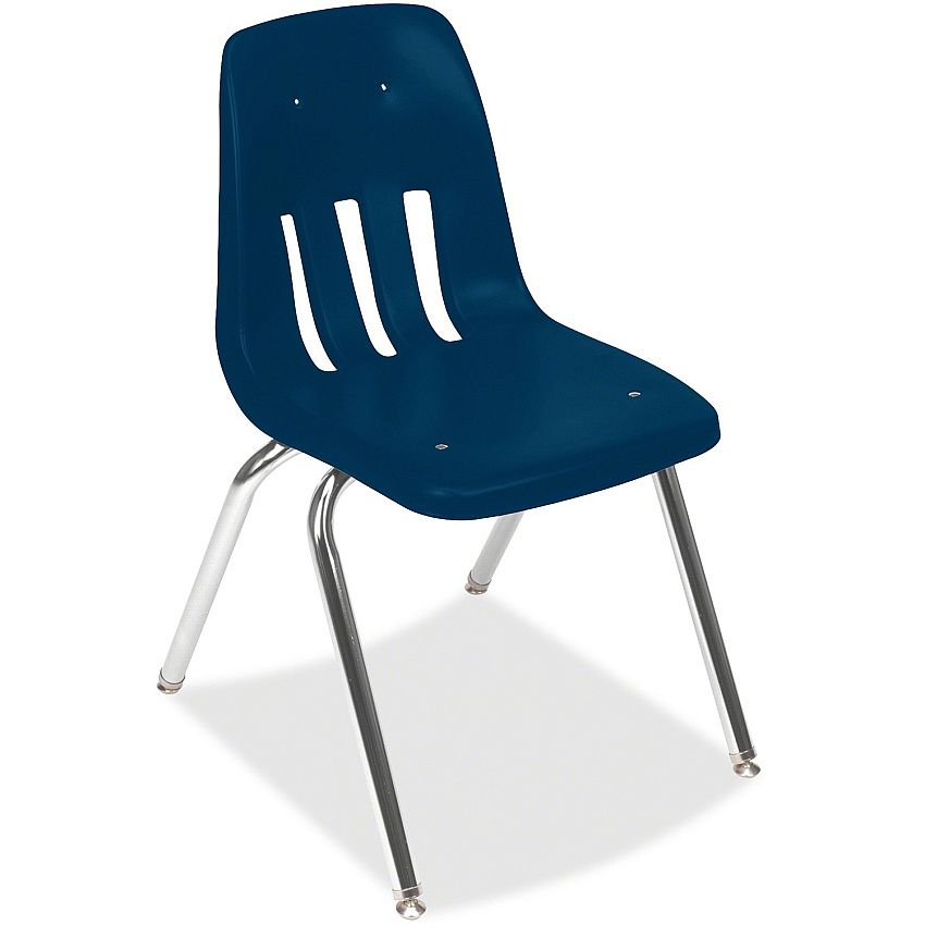 Virco 9000 Series Classroom Stacking Chairs Chrome Steel Frame - Four-legged Base - Blue - Plastic - 4 / Carton (901851)
