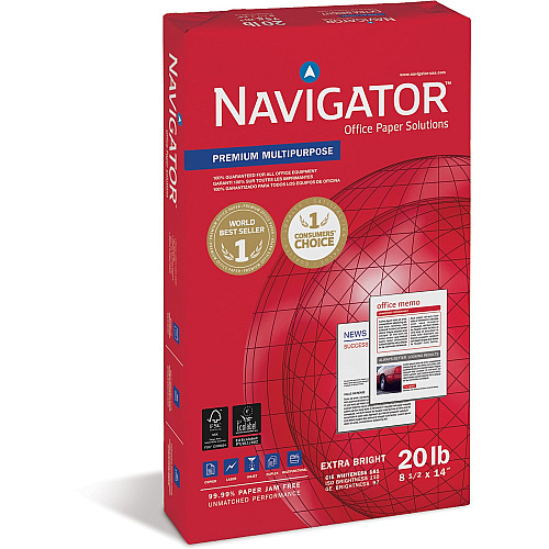 Navigator Premium Multipurpose Trusted Performance Paper - Extra Opacity - White 97 Brightness - Legal - 8 1/2" x 14" - 20 lb Basis Weight - White - 500 Sheets per Ream - 10 / Carton (NMP1420)