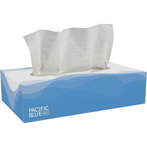 Pacific Blue Select Facial Tissue by GP Pro - Flat Box 2 Ply - 8.33" Width x 8" Length - White - Paper/ - 100 / Box (48100)