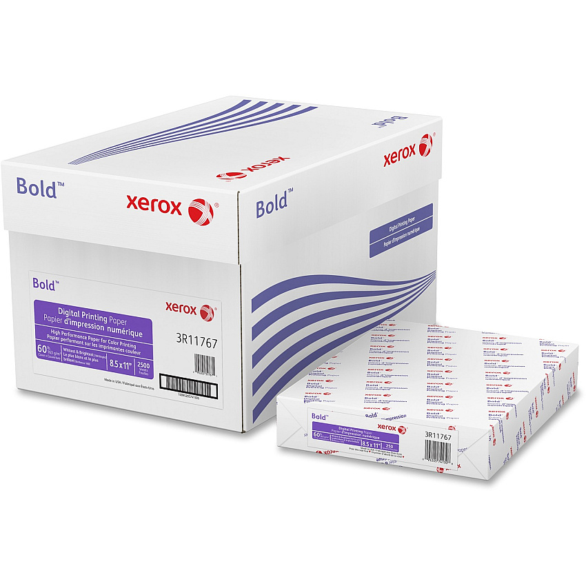 Xerox Bold Digital Printing Paper 100 Brightness - Letter - 8 1/2" x 11" - 60 lb Basis Weight - Smooth - Sustainable Forestry Initiative (SFI) - Uncoated - White - 250 / Pack (3R11767)