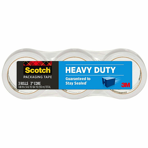 Scotch Heavy-Duty Shipping/Packaging Tape 54.60 yd Length x 1.88" Width x 3.1 mil Thickness - 3" Core - Clear - Synthetic Rubber Resin - Rubber Resin Backing - Split Resistant, Tear Resistant, Breakage Resistance - For Mailing, Moving, Packing, Se (38503)