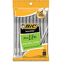 BIC Round Stic Ballpoint Pens Medium Pen Point - Black Ink - 10 / Pack (GSMP101BK)