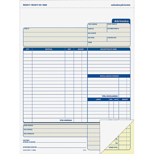 Adams Contractor Forms 100 Sheet(s) - 2 Part - Carbonless Copy - 8.50" x 11.43" Form Size - White - 1 Each (NC2817)