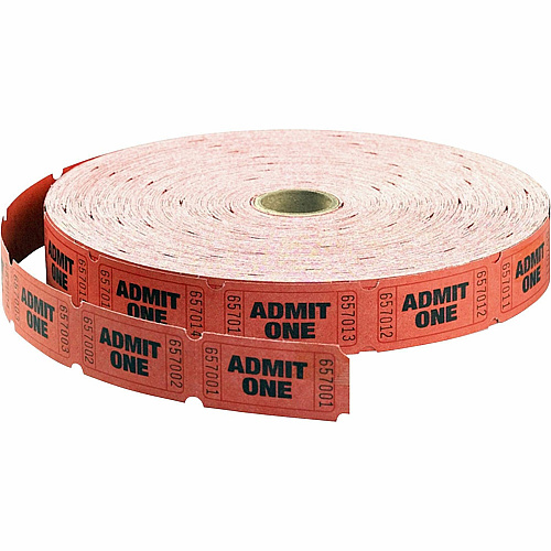 Maco Admit One Single Roll Tickets Red - 2000 / Roll (18610)