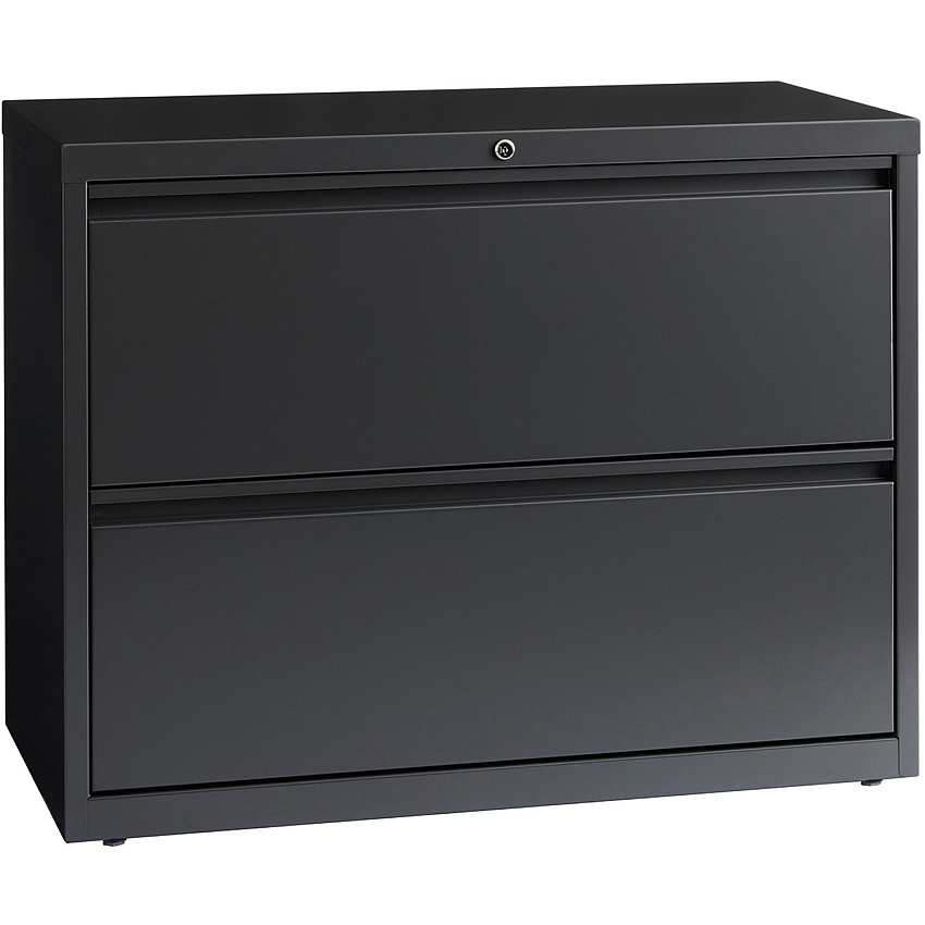 Lorell Fortress Series Lateral File 36" Width x 18.6" Depth x 28.1" Height - 2 x Drawer(s) - Legal, Letter, A4 - Lateral - Rust Proof, Leveling Glide, Interlocking - Charcoal - Baked Enamel - Steel - Recycled (LLR60449)