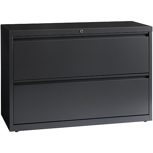 Lorell Fortress Series Lateral File 42" Width x 18.6" Depth x 28.1" Height - 2 x Drawer(s) - Legal, Letter, A4 - Lateral - Rust Proof, Leveling Glide, Interlocking, Ball-bearing Suspension - Charcoal - Baked Enamel - Steel - Recycled (LLR60440)
