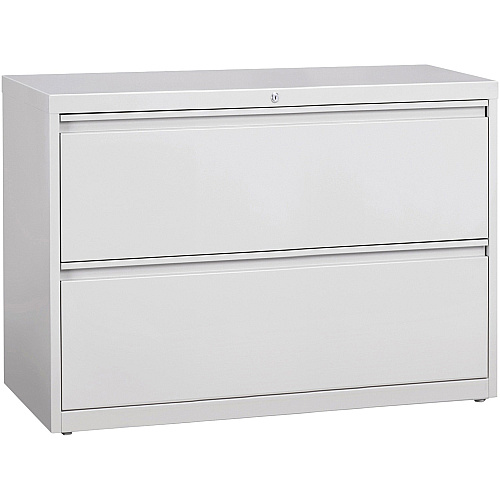 Lorell Fortress Series Lateral File 42" Width x 18.6" Depth x 28.1" Height - 2 x Drawer(s) for File - Legal, Letter, A4 - Lateral - Rust Proof, Leveling Glide, Ball-bearing Suspension, Interlocking, Label Holder - Light Gray - Baked Enamel - St (LLR60439)