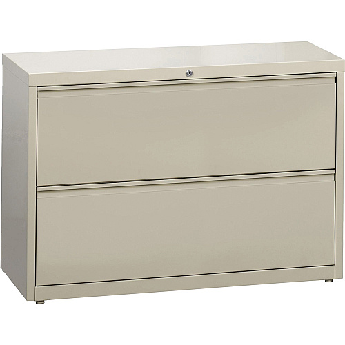 Lorell Fortress Series Lateral File 42" Width x 18.6" Depth x 28.1" Height - 2 x Drawer(s) for File - Legal, Letter, A4 - Lateral - Rust Proof, Leveling Glide, Ball-bearing Suspension, Interlocking, Label Holder - Putty - Baked Enamel - Steel - (LLR60438)
