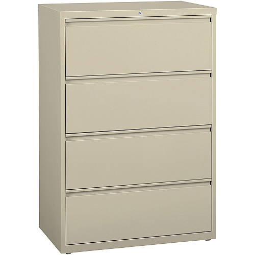Lorell Fortress Series Lateral File 36" Width x 18.6" Depth x 52.5" Height - 4 x Drawer(s) for File - Legal, Letter, A4 - Lateral - Rust Proof, Leveling Glide, Interlocking, Ball-bearing Suspension, Label Holder - Putty - Baked Enamel - Steel - (LLR60444)