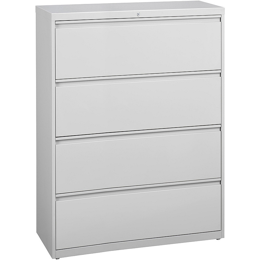 Lorell Fortress Series Lateral File 42" Width x 18.6" Depth x 52.5" Height - 4 x Drawer(s) for File - Legal, Letter, A4 - Lateral - Rust Proof, Leveling Glide, Interlocking, Ball-bearing Suspension, Label Holder - Light Gray - Baked Enamel - St (LLR60436)