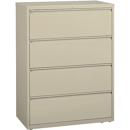 Lorell Fortress Series Lateral File 42" Width x 18.6" Depth x 52.5" Height - 4 x Drawer(s) for File - Legal, Letter, A4 - Lateral - Rust Proof, Leveling Glide, Interlocking, Ball-bearing Suspension, Label Holder - Putty - Baked Enamel - Recycle (LLR60435)