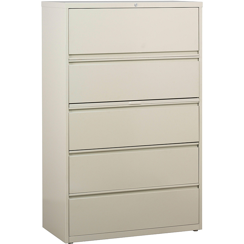 Lorell Fortress Series Lateral File w/Roll-out Posting Shelf 36" Width x 18.6" Depth x 67.7" Height - 5 x Drawer(s) for File - Legal, Letter, A4 - Lateral - Rust Proof, Leveling Glide, Interlocking, Ball-bearing Suspension, Label Holder - Putty (LLR60441)