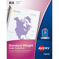 Avery&reg; Standard Weight Sheet Protectors 10 x Sheet Capacity - For Letter 8 1/2